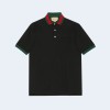 구찌 웹 코튼 피케 폴로 셔츠 블랙