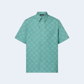 루이비통 프린티드 쇼트 슬리브드 코튼 셔츠 1AFQXX
