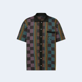 루이비통 2024 다미에 쇼트 슬리브드 코튼 니트 셔츠 1AFQR8