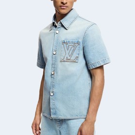 루이비통 쇼트 슬리브드 데님 셔츠