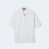구찌 자수 스트라이프 코튼 반팔 셔츠