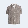 보테가베네타 노티드 비스코스 체크 반팔 셔츠