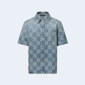 루이비통 다미에 3D 라이트 데님 반팔 셔츠