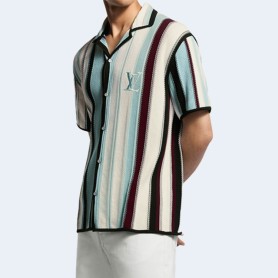 루이비통 스트라이프 크로셋 숏 슬리브드 셔츠 1AHVOR