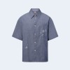 루이비통 엠브로이더드 샴브레이 반팔 셔츠