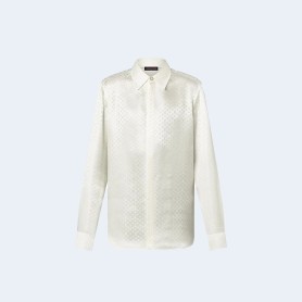 루이비통 모노그램 롱슬리브 실크 셔츠 화이트