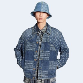 루이비통 x 니고 자이언트 다미에 웨이브 MNGM 데님 자켓 블루