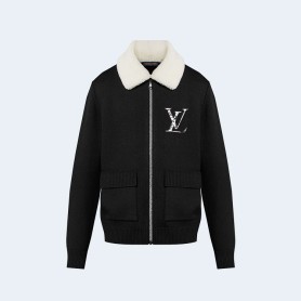 루이비통 시어링 칼라 울 블루종 1AFANO