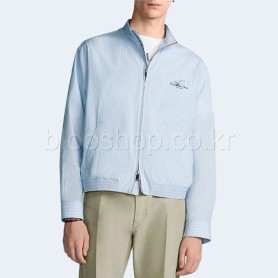 디올 크리스찬 디올 Couture 은방울꽃 자수 지퍼 셔츠 블루 스트라이프