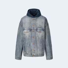 발렌시아가 스플라이스 후드 데님 자켓