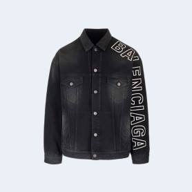 발렌시아가 선블리치 데님 자켓 흑청