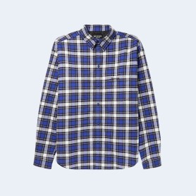 발렌시아가 패딩 로고 엠브로이드 체크 코튼플란넬 오버셔츠