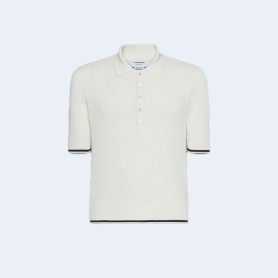 톰브라운 코튼 니트 하프앤하프 텍스처 스티치 폴로 셔츠 2COLOR (WHITE) (BLACK)