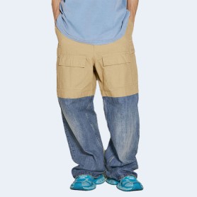 발렌시아가 비 마테리얼 카고 팬츠 베이지 앤 데님