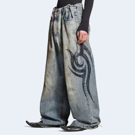 발렌시아가 Y2K 스트레치드 니 배기 팬츠 라이트 블루