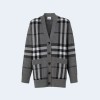버버리 체크 울 캐시미어 자카드 오버사이즈 가디건 미드 그레이