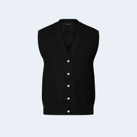 루이비통 케이블 패턴 브이넥 메리노 울 베스트 1AFIVD