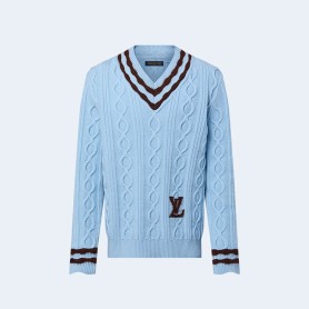 루이비통 케이블 니트 울 앤드 모헤어 V넥 풀오버 1AFPYY