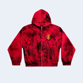 발렌시아가 스케이터 집업 후드 레드