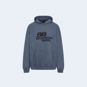 발렌시아가 BB 아이콘 후드 라지 핏 블루