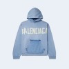 발렌시아가 오버사이즈 테이프 로고 후디 블루