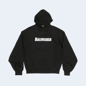 발렌시아가 캡 디스트로이드 후드 블랙