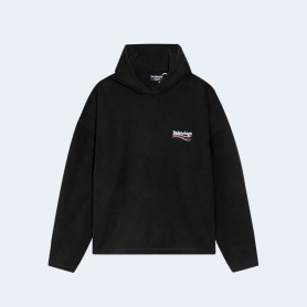 발렌시아가 폴리티컬 웨이브 로고 후드 블랙