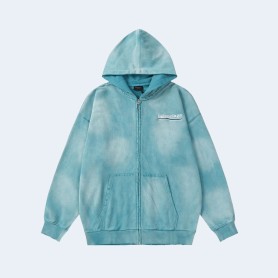 발렌시아가 헤비 듀티 워싱 후디 집업 블루