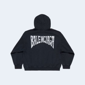 발렌시아가 핸드-드로운 미디엄 핏 후디 블랙