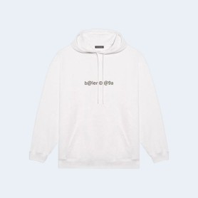 발렌시아가 심볼릭 체스트 크리에이티브 로고 레트로 후드 화이트