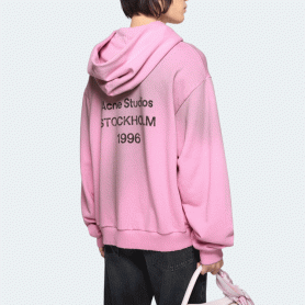 아크네 로고 후드 스웨터 핑크