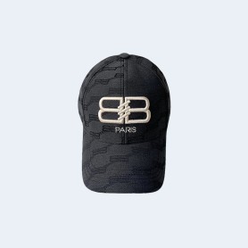 발렌시아가 BB 모노그램 블랙 베이스볼 캡