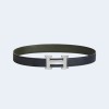 에르메스 H STRIE 리버서블 벨트 카키 은장 32mm