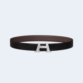 에르메스 H 토고 다크 브라운 벨트 은장 32mm