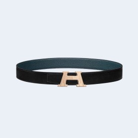 에르메스 H 토고 블루 벨트 금장 32mm