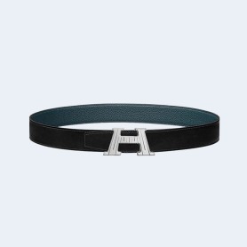 에르메스 H 토고 블루 벨트 은장 32mm