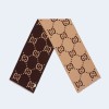 구찌 GG 자카드 울 실크 머플러 브라운 베이지