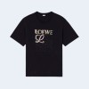 로에베 로고 자수 코튼 저지 티셔츠 블랙