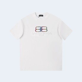 발렌시아가 BB 로고 화이트 티셔츠