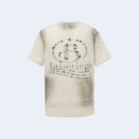 발렌시아가 클래식 오스 로고 티셔츠 베이지