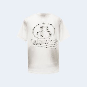 발렌시아가 클래식 워싱 프린트 티셔츠 화이트