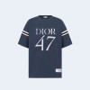 디올 슬러브 코튼 저지 티셔츠 네이비