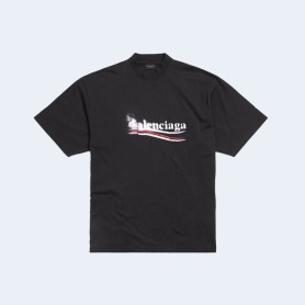발렌시아가 폴리티컬 스텐실 미디엄 핏 티셔츠 블랙