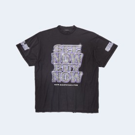 발렌시아가 SNBN 인사이드 아웃 오버사이즈 티셔츠 블랙