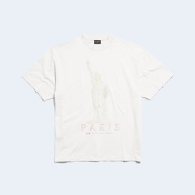 발렌시아가 파리 리버티 미디엄 핏 티셔츠 오프 화이트