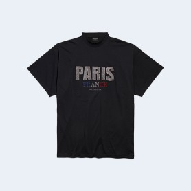 발렌시아가 파리 스트라스 오버사이즈 티셔츠 블랙