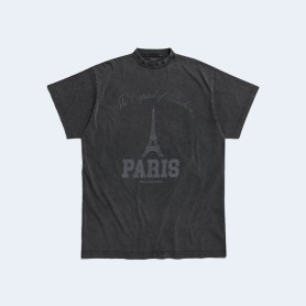 발렌시아가 더 캐피탈 오브 패션 오버사이즈 티셔츠 페이드 블랙