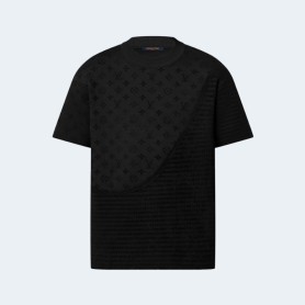 루이비통 그래픽 자카드 쇼트 슬리브드 크루넥 티셔츠