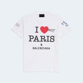 발렌시아가 아이 러브 파리 로고 오버사이즈 티셔츠