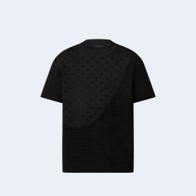 루이비통 그래픽 자카드 쇼트 슬리브드 크루넥 티셔츠